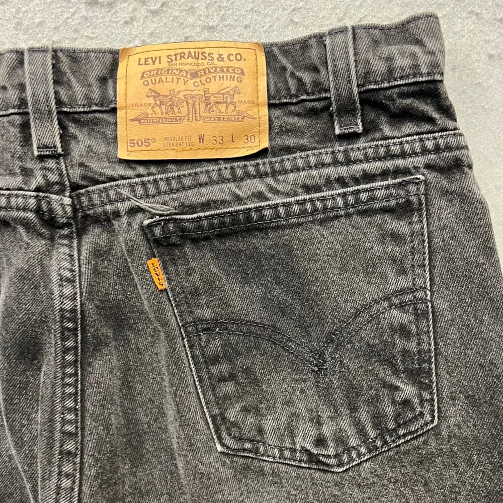 Vintage Levis 505 Orange Tab Jeans Men 33x30 Faded Black Straight Leg 40505-4159